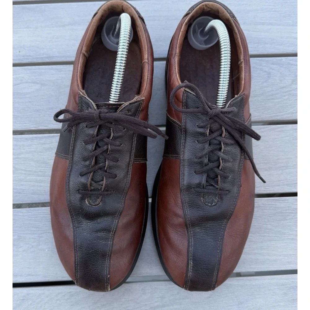 ALLEN EDMONDS 2 Two Tone Oxfords 'Passport' Black/Brown Mens Sz‎ 8.5 D USA $350